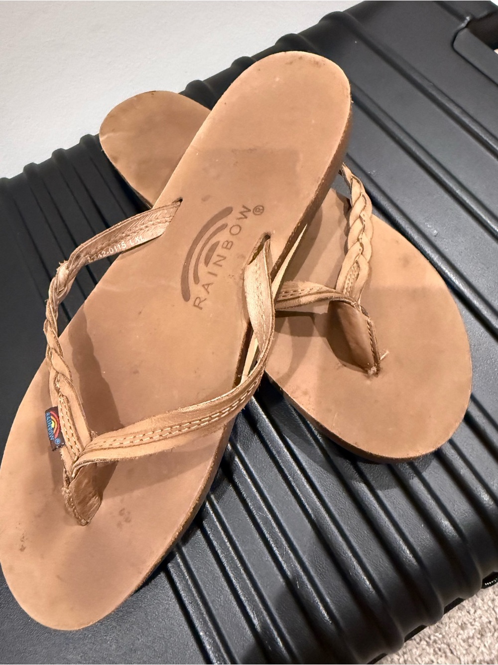 Rainbow Braided Leather Thong Sandals - Brown - Picture 3 of 4